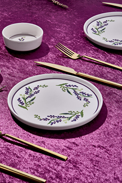 Cornella 14-Piece 6-Person Lavender Lux Porcelain Breakfast Set and Presentation Set
