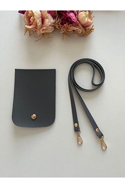 zg hobi aksesuar طقم غطاء حقيبة الهاتف المحبوكة باللون الرمادي