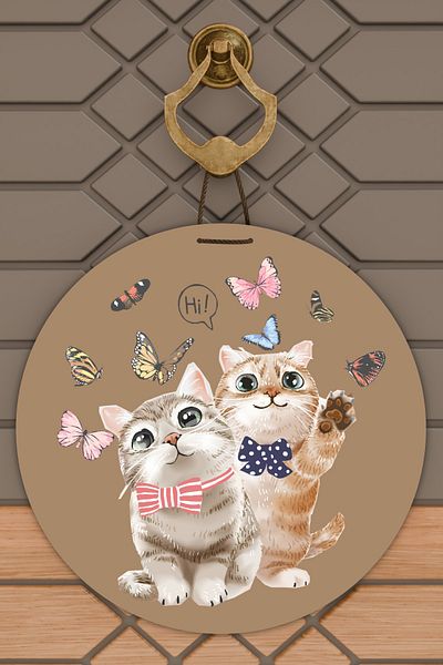 Rugmood Μοντέρνο Στολίδι Πόρτας Καφέ Hi Cat Στολίδι Εξωτερικής Πόρτας