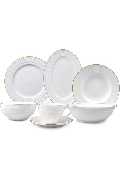 ORCHID 32PCS EMBOSS DINNER SET RIPPLE