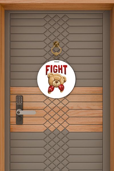Rugmood Μοντέρνο Στολίδι Πόρτας Λευκό Fight Teddy Bear Στολίδι Εξωτερικής Πόρτας