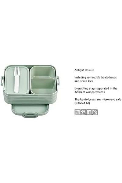 STOREMAX Sellbuystore Bento Lunch Box Take a Break Midi Compartment Portable Food Container 900 Ml-Nordic Blue-İsk