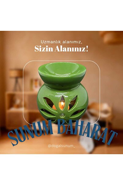 Sunum Baharat El Yapımı Lotus Temalı Çini Seramik Buhurdanlık