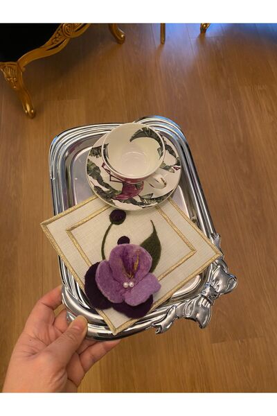 Seda Home Art Handmade Hercai Menekşe Keçe El Yapımı Kokteyl Peçetesi, Kahve ...