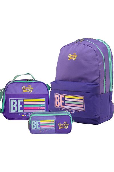 STOREMAX Mu-Artshop Polo Club Be Happy Double Main Compartment Unisex Children's Primary School Bag Set Tnca 871301