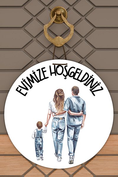Rugmood Modern Door Ornament White Background Single Boy Child Family Outdoor Door Ornament