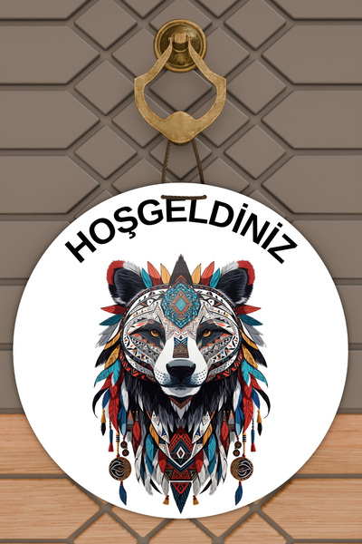 Rugmood Ornament modern pentru ușă Urs alb cu piele roșie Ornament pentru ușă...