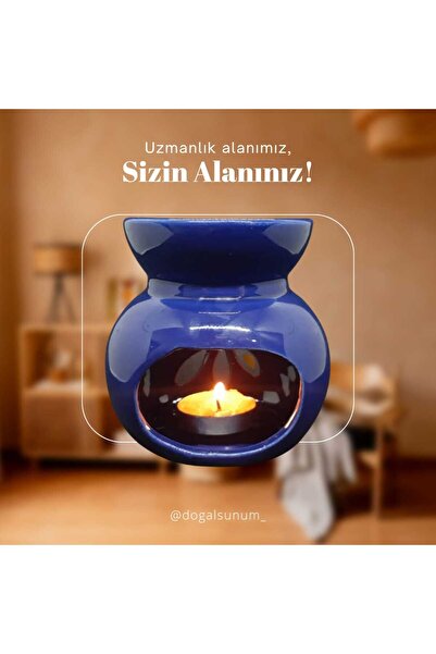 Sunum Baharat El Yapımı Lotus Temalı Çini Seramik Buhurdanlık