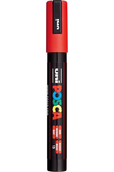 STOREMAX Uni-Ball Pc-5M Water-Based Poster Marker, Red