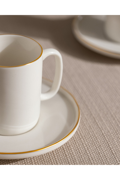 Madame Coco Lumora 12-Piece Coffee Cup Set for 6 People - White/Gold - 100 ml