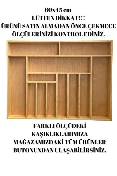 ayfiwood 60X45 cm Ayfiwood Wooden Cutlery with Drawer Inside Dinnerware and Serving Utensils Organizer