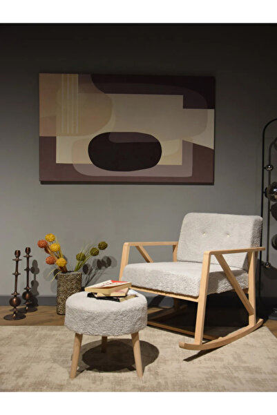 RUSTİKEVDECORART Sallanan Ahşap Ayaklı Berjer Koltuk +Puf Rocker Sandalye Tv ...