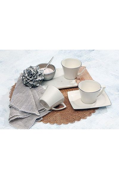 STOREMAX Ntwork Riva Platinum Tea Cup Set for 6 People 180Cc Art 1087243