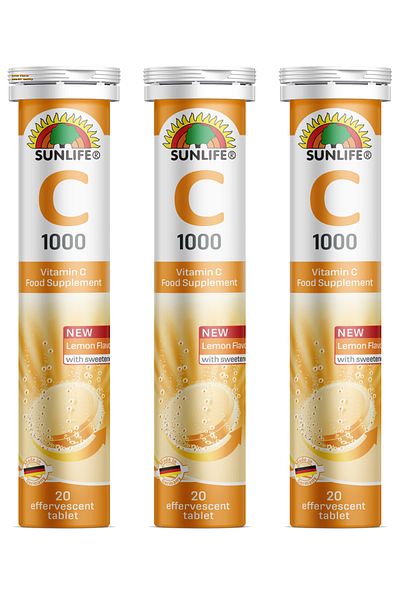 Sunlife Vitamin C - 1000Mg Effervescent 20 Tablets (3 Boxes)