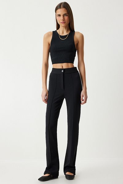 Lovelyİstanbul High Waist Lycra Knitted Trousers Black Lrv0004