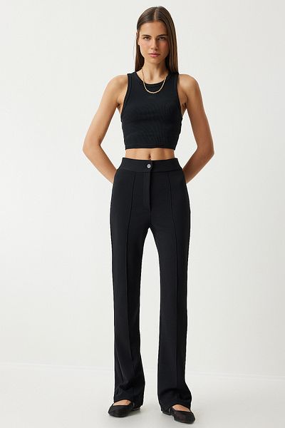 Lovelyİstanbul High Waist Lycra Knitted Trousers Black Lrv0004