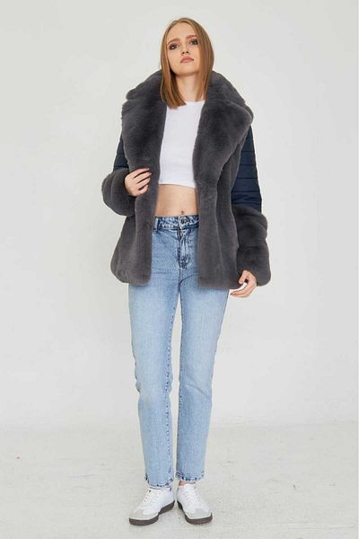 Redpoint Jackets Faux Fur Rail Pattern Fabric Blended Jacket