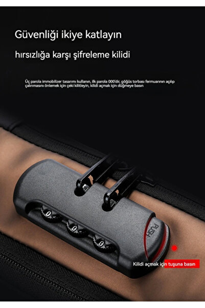 dermatox Usb Şarj Portlu Şık Kilitlenebilen Bel Çantası