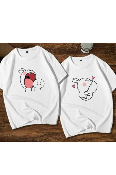 Wish BF Pachet de 2 tricou unisex oversize cu decolteu pentru cuplu îndrăgost...