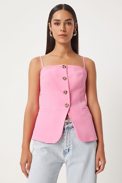 Lovelyİstanbul Pink Woven Sling Vest - Llv0002