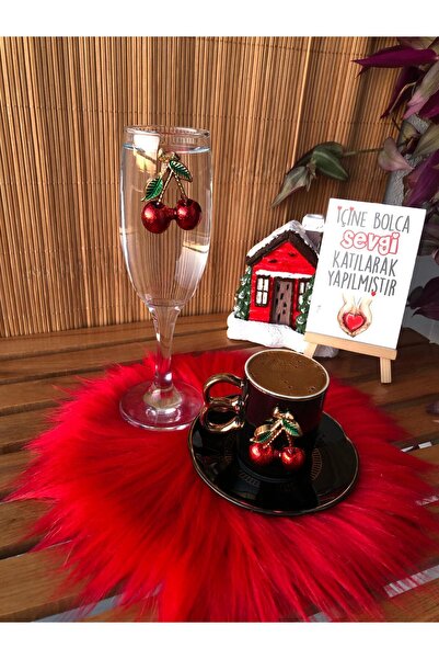 zeynepin dükkanı 2 adet Kırmızı Orta Boy Tüylü Sunum Servis Suplası20 Cm