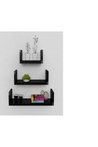 shelves 3-Piece Wall Mounted Floating Shelves - Black