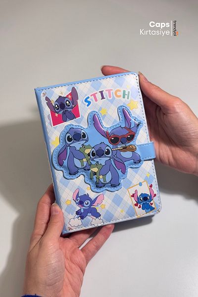 caps Caiet cu copertă specială cu blocare magnetică cu tematică Stitch - Dimensiune A5 - 160 de coli