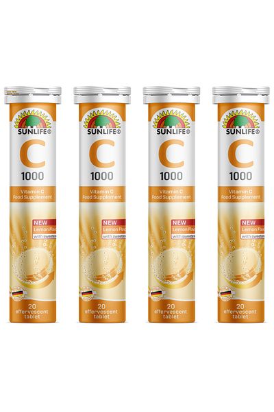 Sunlife Vitamin C - 1000Mg Effervescent 20 Tablets (4 Boxes)
