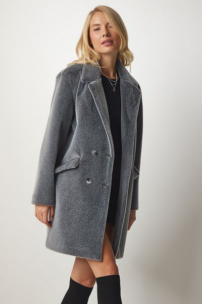 Lovelyİstanbul Gray Oversize Rabbit Feather Coat - Lmx0027
