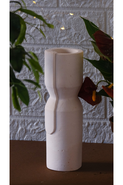 Home Uzun Beyaz Dekoratif Beton Vazo
