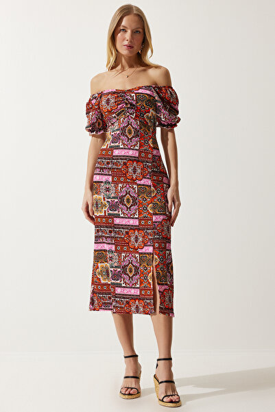 Lovelyİstanbul Καλοκαιρινό φόρεμα βισκόζης Carmen Colored Tile - Lmc0016