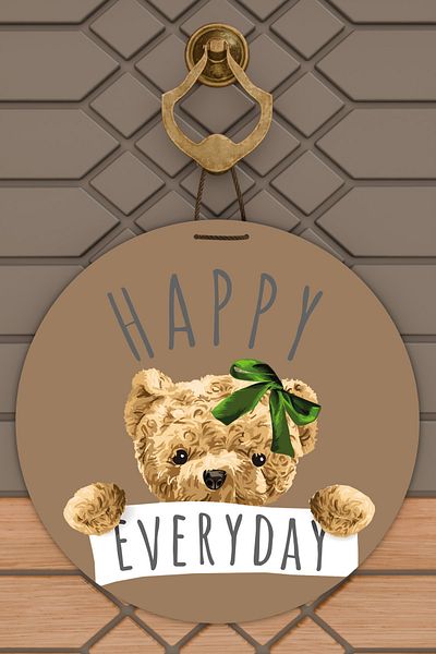 Rugmood Μοντέρνο Στολίδι Πόρτας Καφέ Φόντο Happy Everyday Στολίδι Εξωτερικής Πόρτας