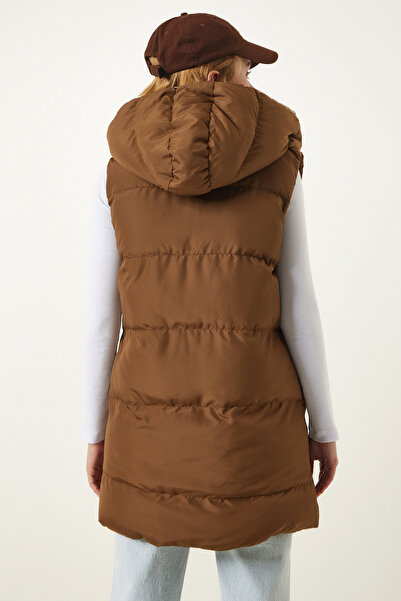 Lovelyİstanbul Kapüşonlu Çift Taraflı Şişme Yelek BEJ TABA LGZ0001