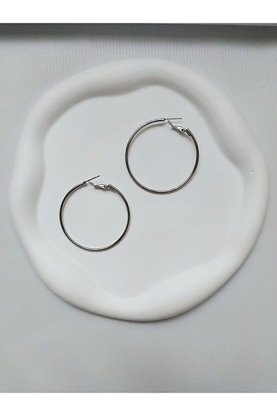 Alexis Carrel Women's Silver Color Clip-On Hoop Earrings - 5cm
