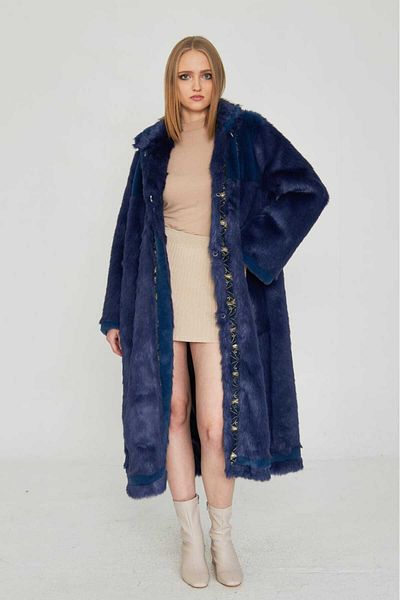 Redpoint Jackets Kaftan Model Jacquard Fabric Detailed Faux Fur