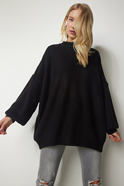 Lovelyİstanbul Oversize Basic Knitwear Sweater Black Lmx0019