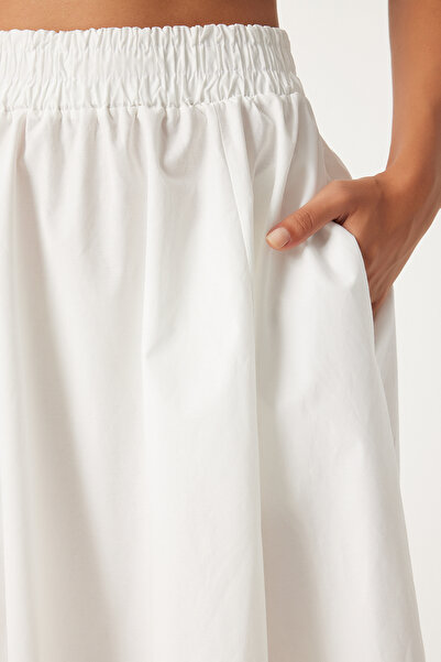 Lovelyİstanbul White Linen Maxi Skirt - Lgp0003