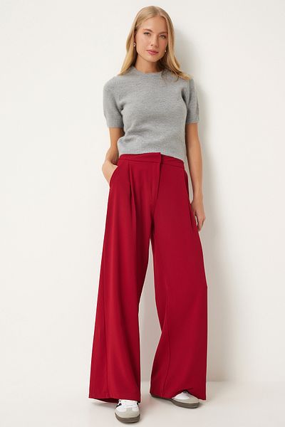 Lovelyİstanbul Red Palazzo Trousers - Pleated Woven, Lul0009