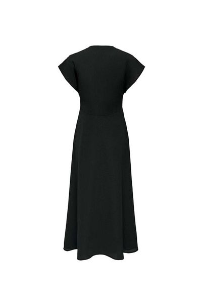 ONLY V-Neck Solid Black Long Women Dress Onlnova Life Vis Mollie Long Dress