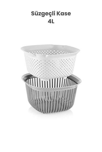 Melkan Home Süzgeçli Kase 4 Litre, Süzgeç Pirinç Süzgeci, Makarna Süzgeci, Ço...