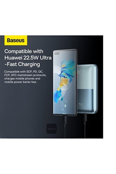 Baseus بنك طاقة محمول 20000.0 مللي أمبير في الساعة بمنفذ USB C وشاشة رقمية - 20000 مللي أمبير في الساعة مع منفذ USB C واحد ومنفذي USB