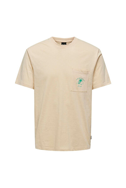 Only & Sons O Yaka Baskılı Pudra Erkek T-Shirt ONSKRISTOPHER REG POCKET SS TEE