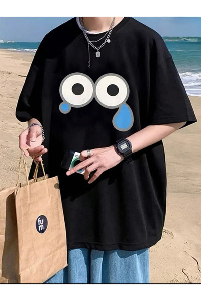 Wish BF Ochi care plâng cu imprimeu supradimensionat tricou