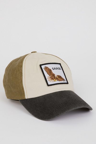 DeFacto Gewebte Baseball-Basketballkappe für Herren mit Etikettendruck B7995AX25SM