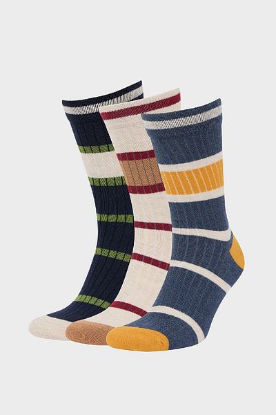 DeFacto 3-teilige lange Baumwollsocken für Herren D9665AXNS