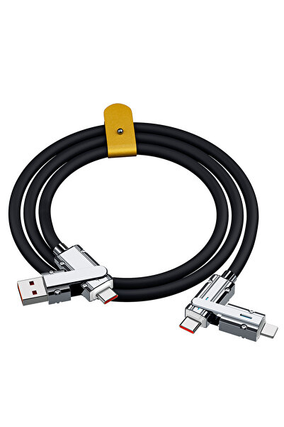 Choice كابل USB Type C إلى Type C IOS 4 في 1 بقوة 120 وات، أسود، بطول 1 متر، ...