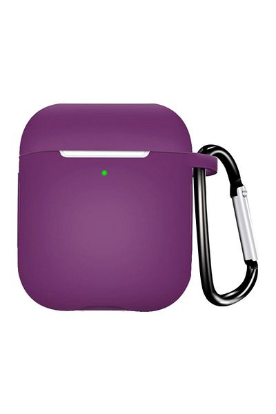 karbeen Dark Purple Silicone Earphone Case For Airpods 1/2 Gen Cover Case Wirless Headphones Skin-friendly E