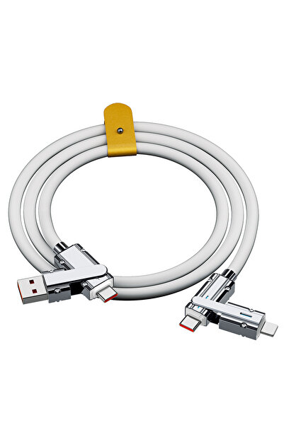 Choice كابل USB Type C إلى Type C IOS 4 في 1 بقوة 120 وات، أبيض، 1 متر، كابل ...