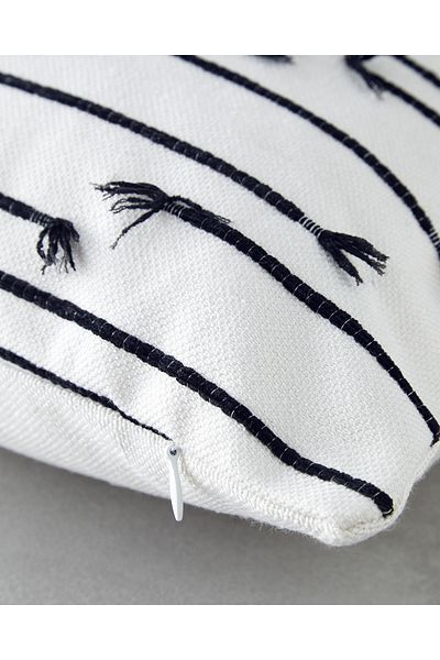 English Home Fringe Jacquard Decorative Throw Pillow 35X50 cm Ecru-Black