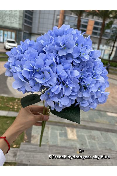 Choice Sky Blue Large Size 5 Heads Artificial Flowers White Pink Hydrangea Silk Diy Wedding Bridal Bouquet